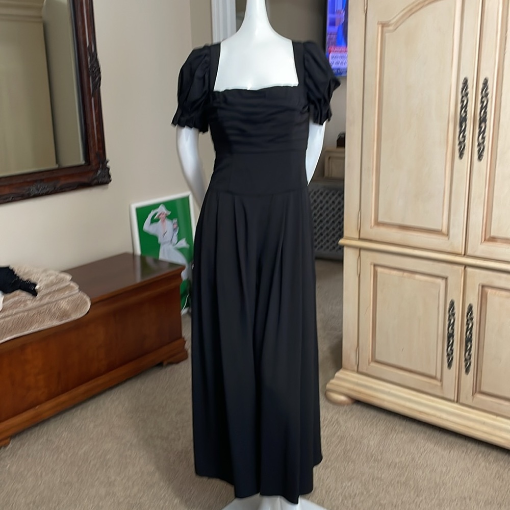 Fame & Partners Gabriella Jumpsuit Ruched Puff Sleeve Palazzo Pants Size 6 NWT
